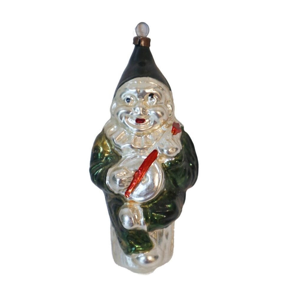 Vintage Mercury Glass Antique Figural Glass CLOWN Ornament Germany Christmas Orn